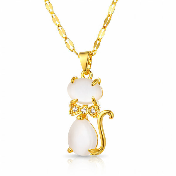 "Cat" Necklace, 18K Gold Plated Steel