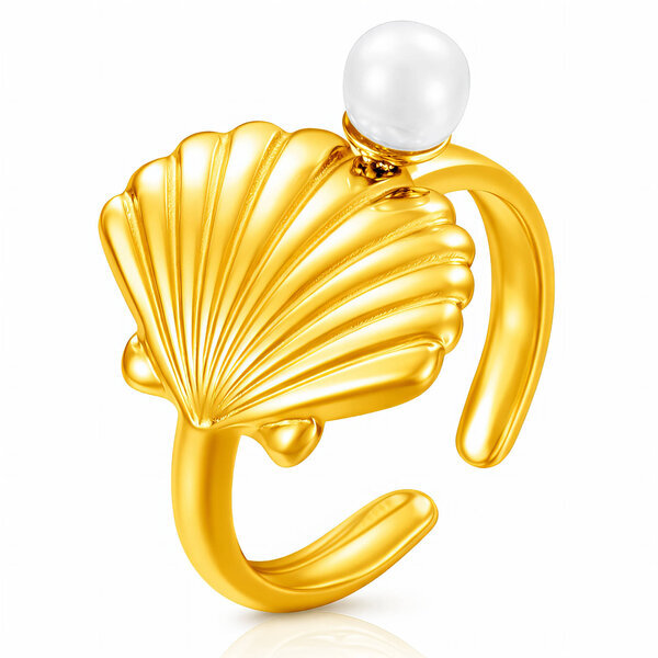 "Seashell" Ring, 18K Gold Plated Steel