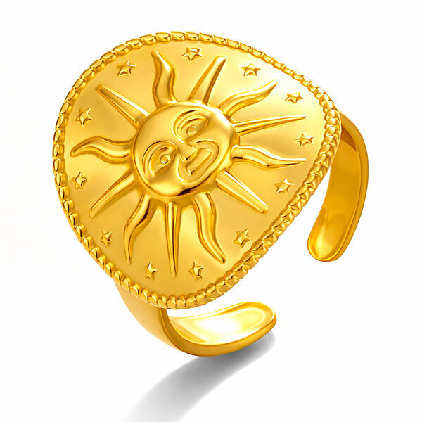 "Sun" Ring, 18K Gold Plated Steel