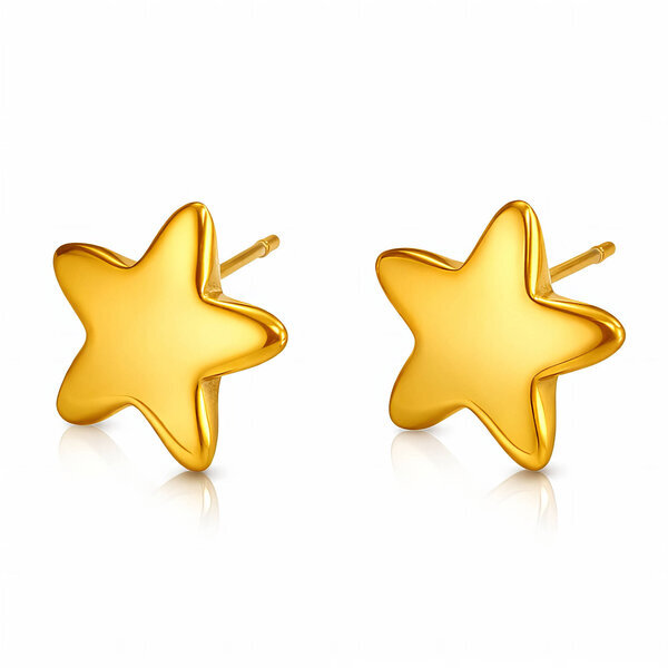 "Star" Earrings, 18K Gold Plated Steel