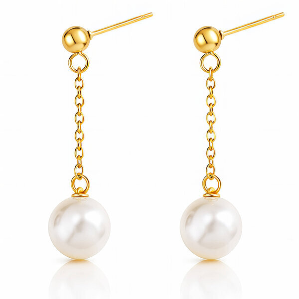 Earrings, 18K Gold Plated Steel