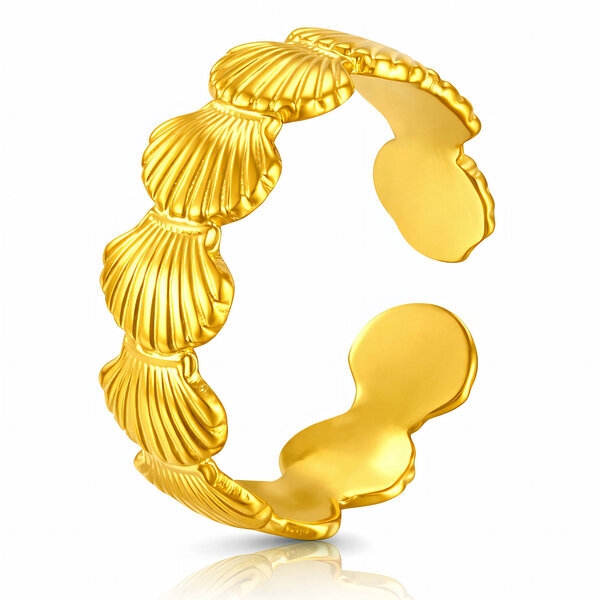 "Seashells" Ring, 18K Gold Plated Steel