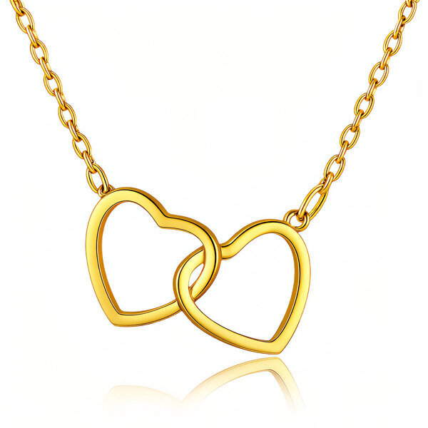 "Hearts" Necklace, 18K Gold Plated Steel
