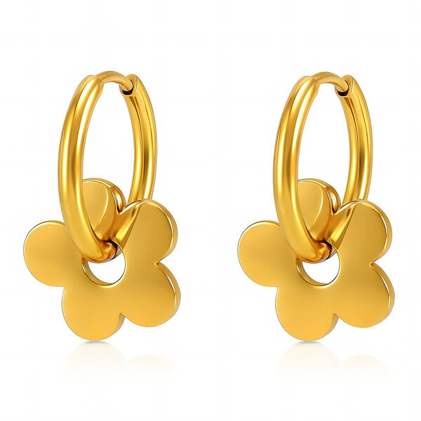 "Flowers" Earrings, 18K Gold Plated Steel