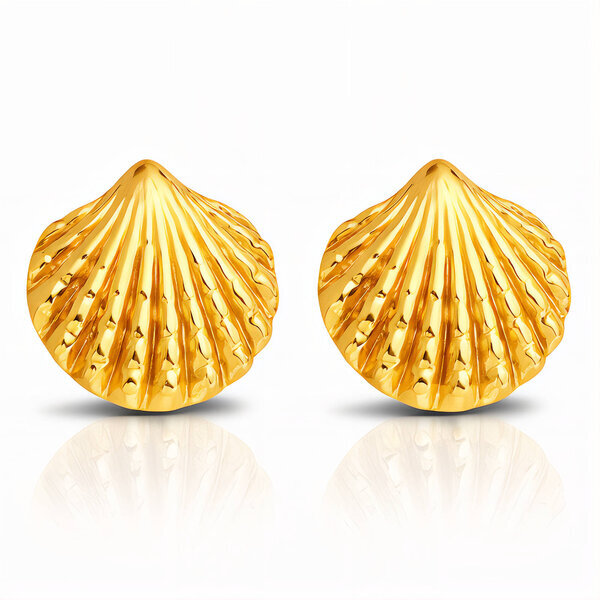 "Seashell" Earrings, 18K Gold Plated Steel