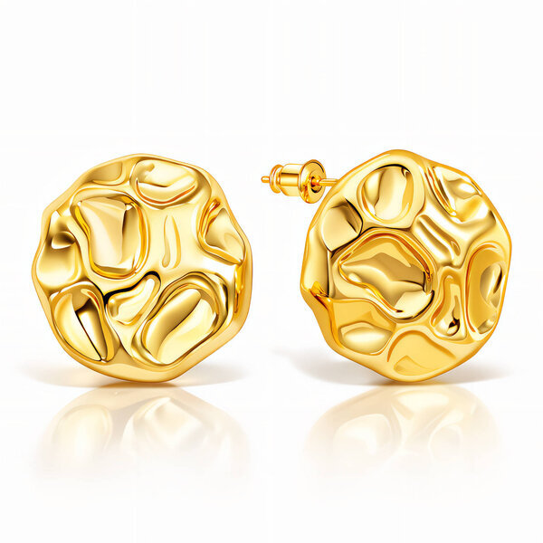 Earrings, 18K Gold Plated Steel