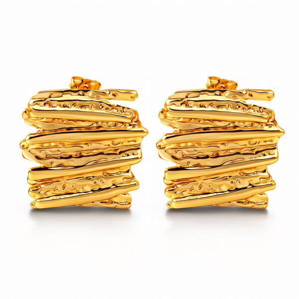Earrings, 18K Gold Plated Steel