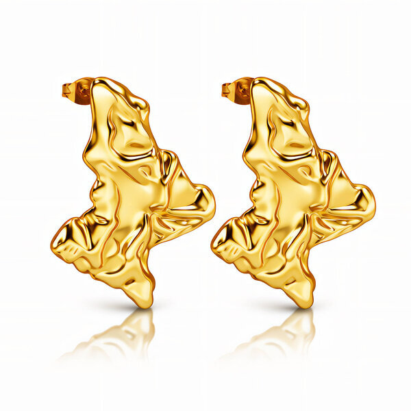 Earrings, 18K Gold Plated Steel