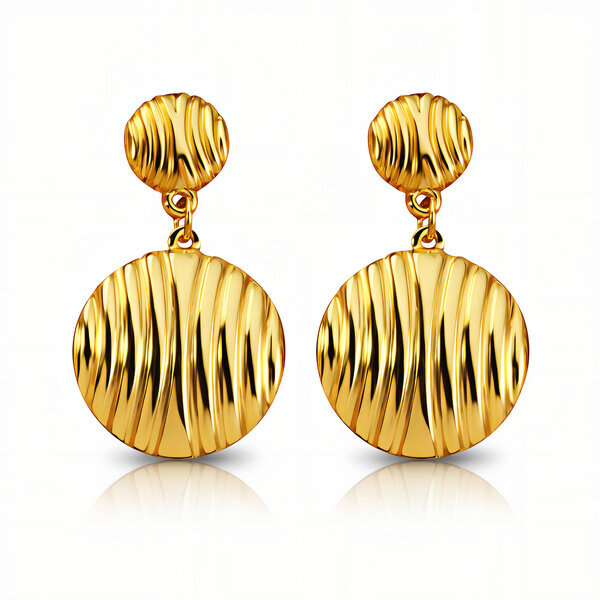Earrings, 18K Gold Plated Steel