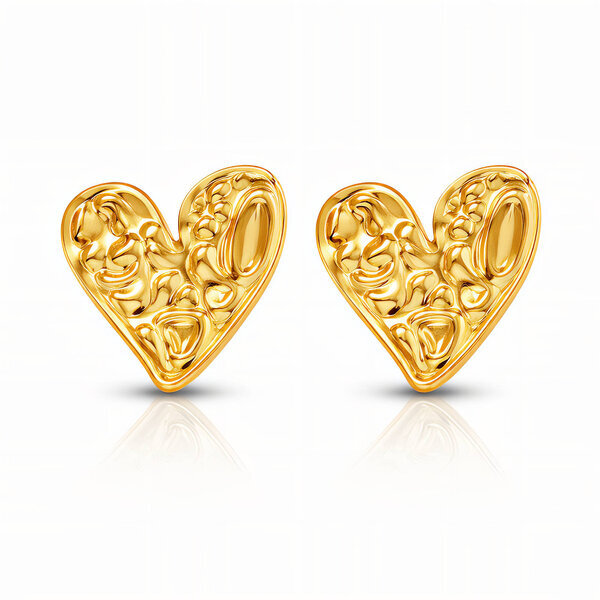 "Hearts" Earrings, 18K Gold Plated Steel