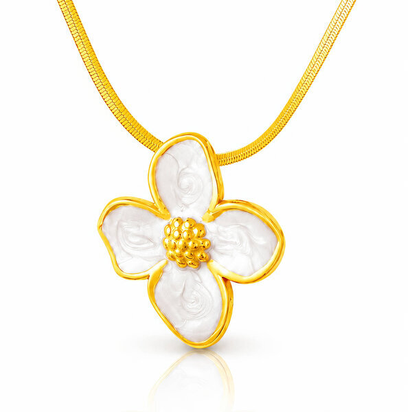 "Flower" Necklace, 18K Gold Plated Steel