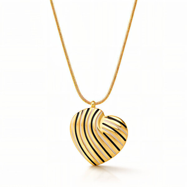 "Heart" Necklace, 18K Gold Plated Steel