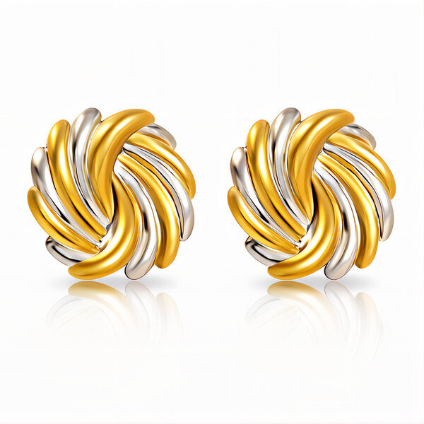 Earrings, 18K Gold Plated Steel