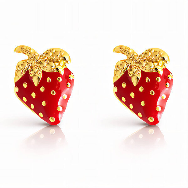 "Strawberrys" Earrings, 18K Gold Plated Steel