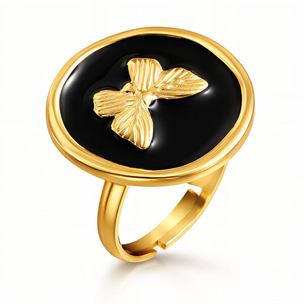 "Butterflie" Ring, 18K Gold Plated Steel