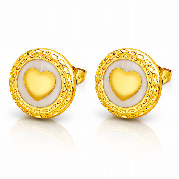 "Hearts" Earrings, 18K Gold Plated Steel