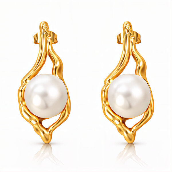 Earrings, 18K Gold Plated Steel