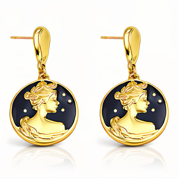 "Girls" Earrings, 18K Gold Plated Steel