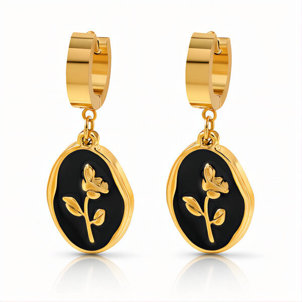 "Flowers" Earrings, 18K Gold Plated Steel