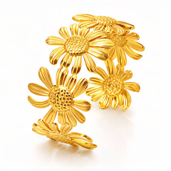 "Flower Meadow" Bracelet, 18K Gold Plated Steel