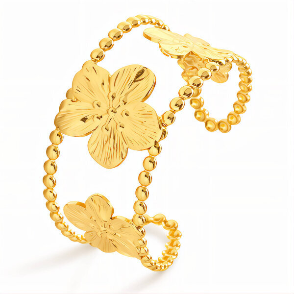 "Flower Meadow" Bracelet, 18K Gold Plated Steel