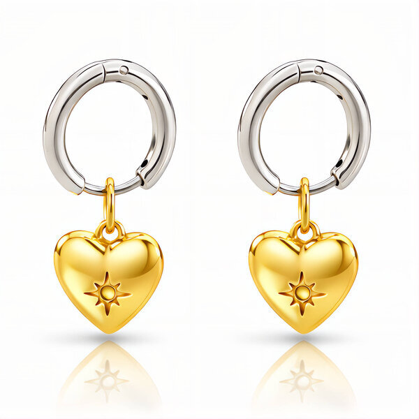 "Hearts" Earrings, 18K Gold Plated Steel