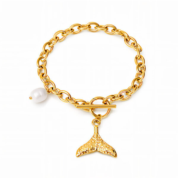 Bracelet, 18K Gold Plated Steel