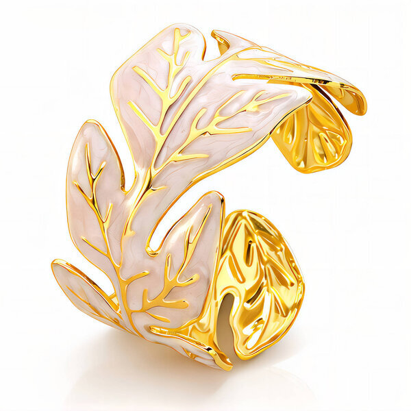 "Leaf" Bracelet, 18K Gold Plated Steel