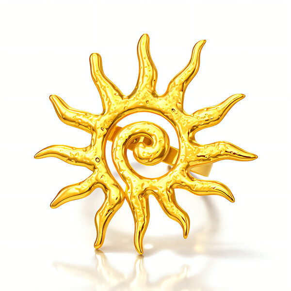 "Sun" Ring, 18K Gold Plated Steel