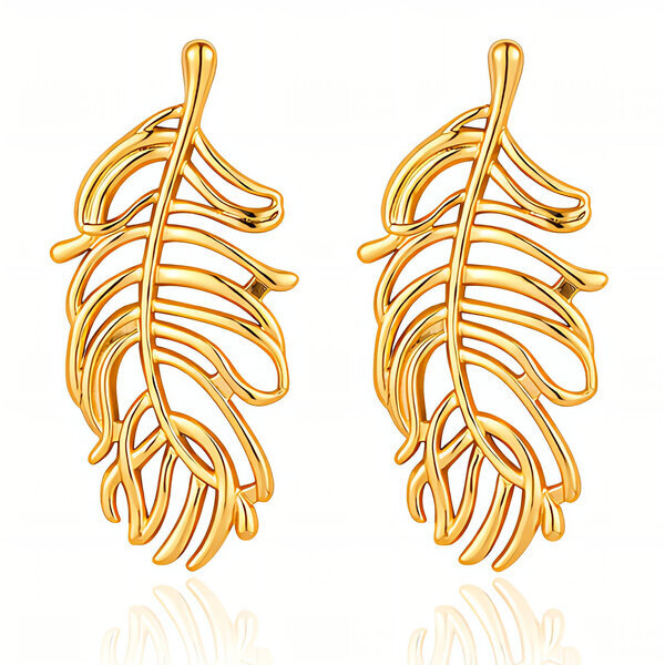 "Leaves" Earrings, 18K Gold Plated Steel