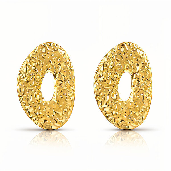 Earrings, 18K Gold Plated Steel