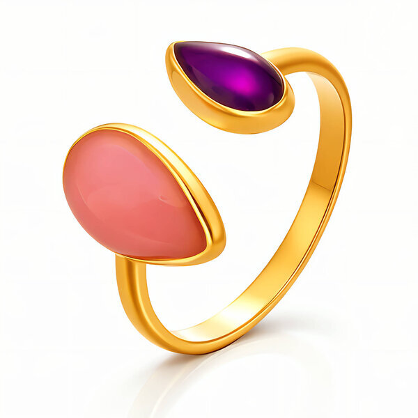 Ring, 18K Gold Plated Steel