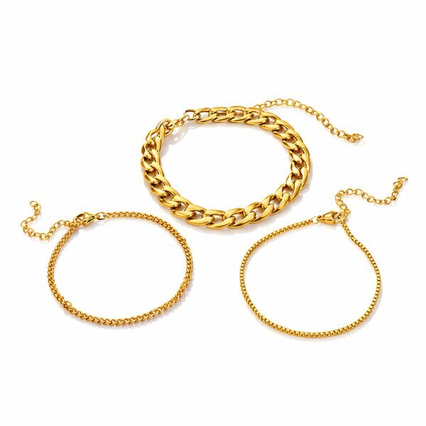 Bracelet, 18K Gold Plated Steel