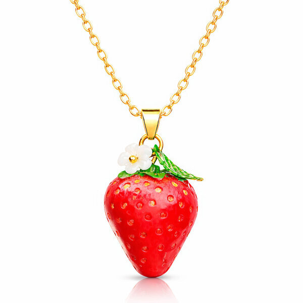 "Strawberry" Necklace, 18K Gold Plated Steel