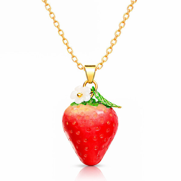 "Strawberry" Necklace, 18K Gold Plated Steel