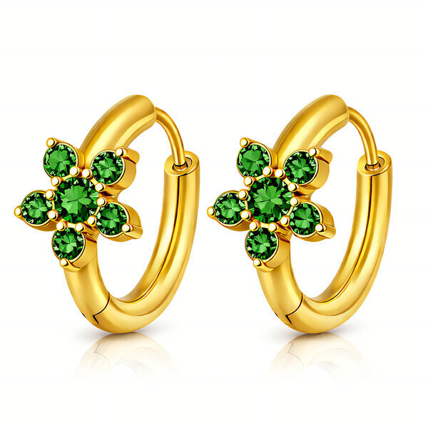 "Flowers" Earrings, 18K Gold Plated Steel