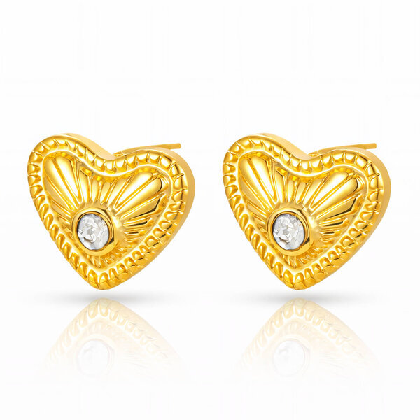"Hearts" Earrings, 18K Gold Plated Steel