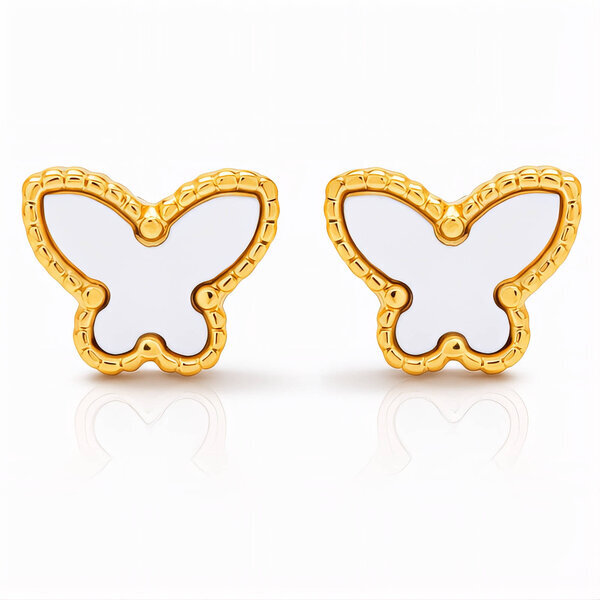 "Butterflies" Earrings, 18K Gold Plated Steel