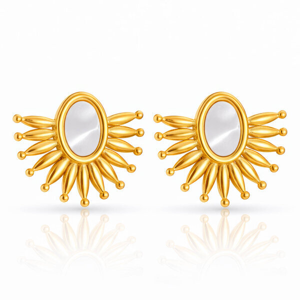 Earrings, 18K Gold Plated Steel