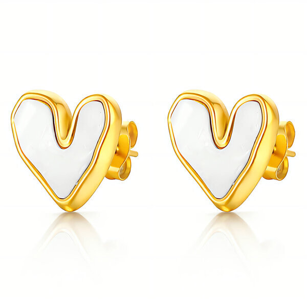"Hearts" Earrings, 18K Gold Plated Steel