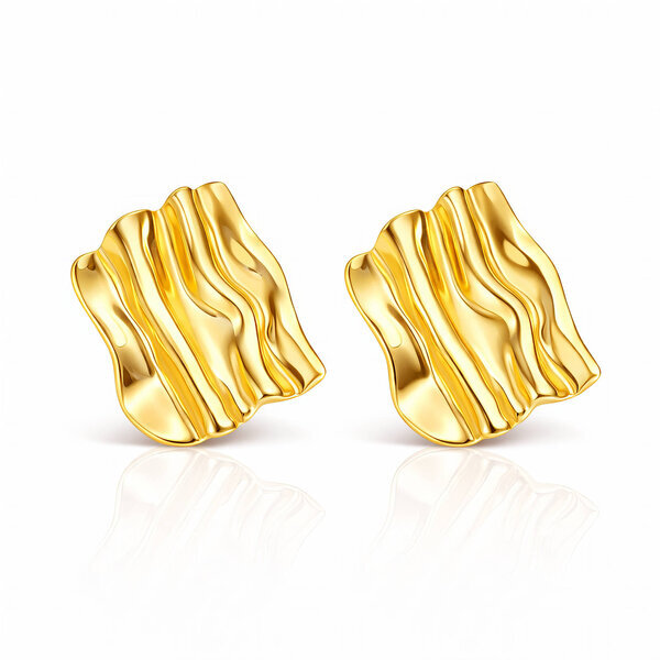 Earrings, 18K Gold Plated Steel