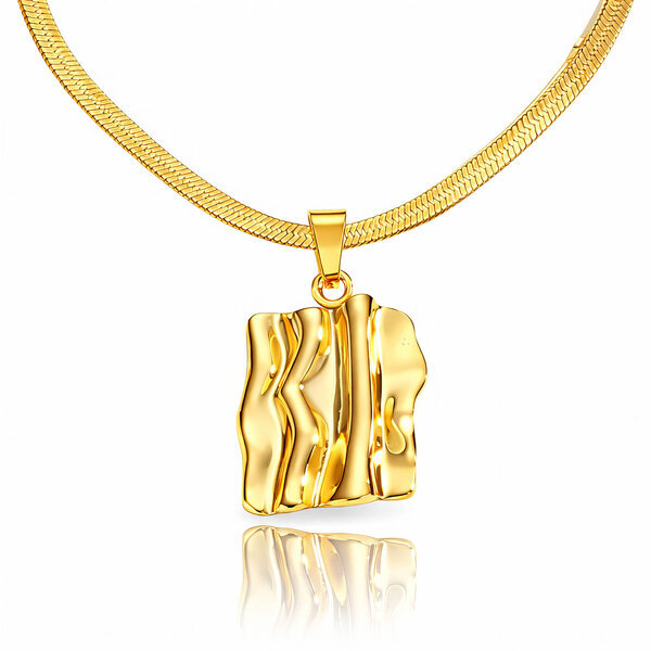 Necklace, 18K Gold Plated Steel