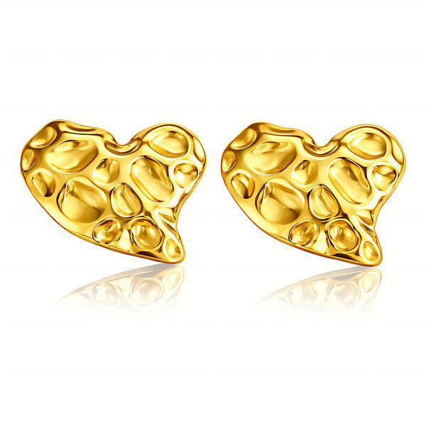 "Hearts" Earrings, 18K Gold Plated Steel