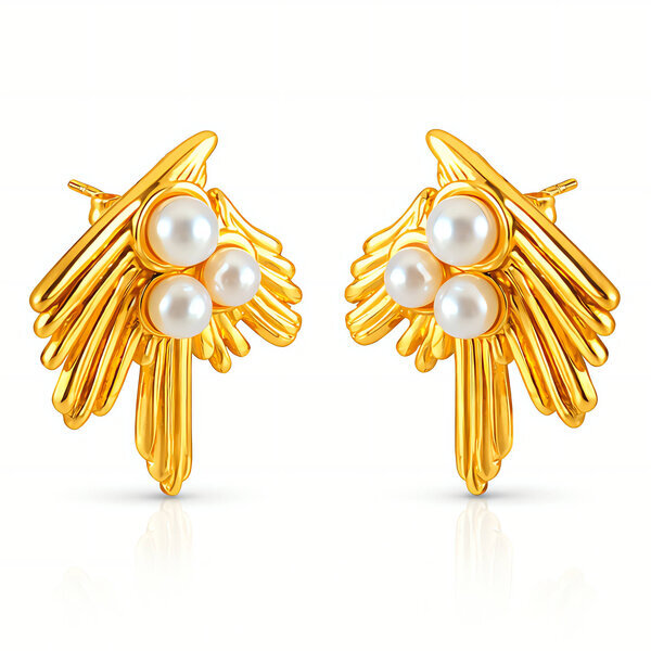 Earrings, 18K Gold Plated Steel