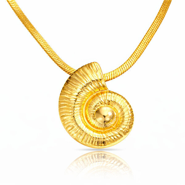"Seashell" Necklace, 18K Gold Plated Steel