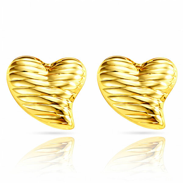 "Hearts" Earrings, 18K Gold Plated Steel
