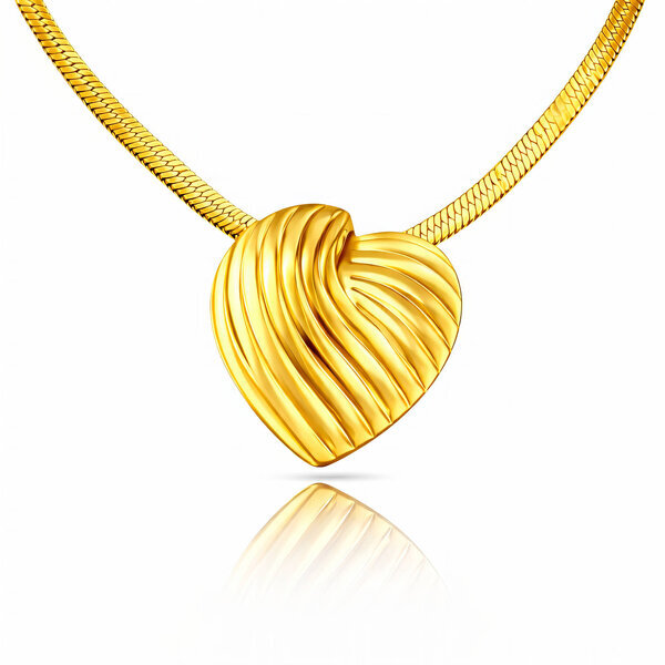 "Heart" Necklace, 18K Gold Plated Steel