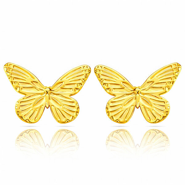 "Butterflies" Earrings, 18K Gold Plated Steel