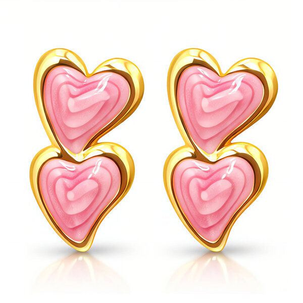 "Hearts" Earrings, 18K Gold Plated Steel