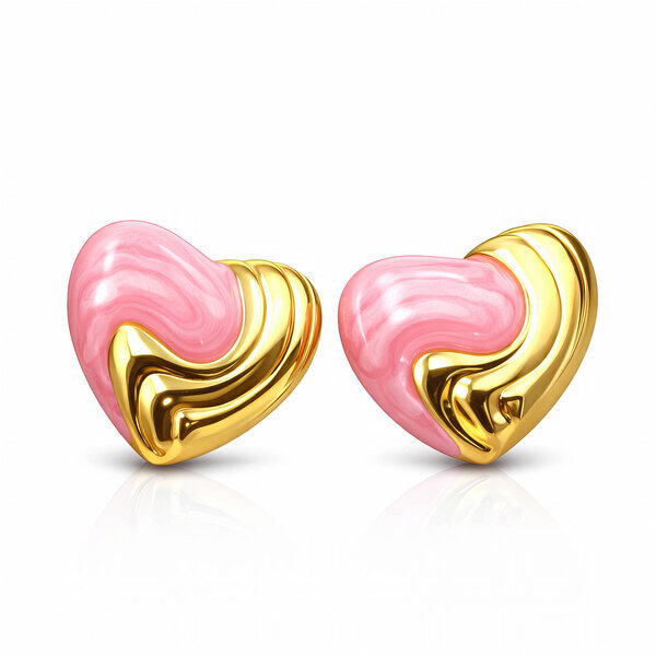 "Hearts" Earrings, 18K Gold Plated Steel